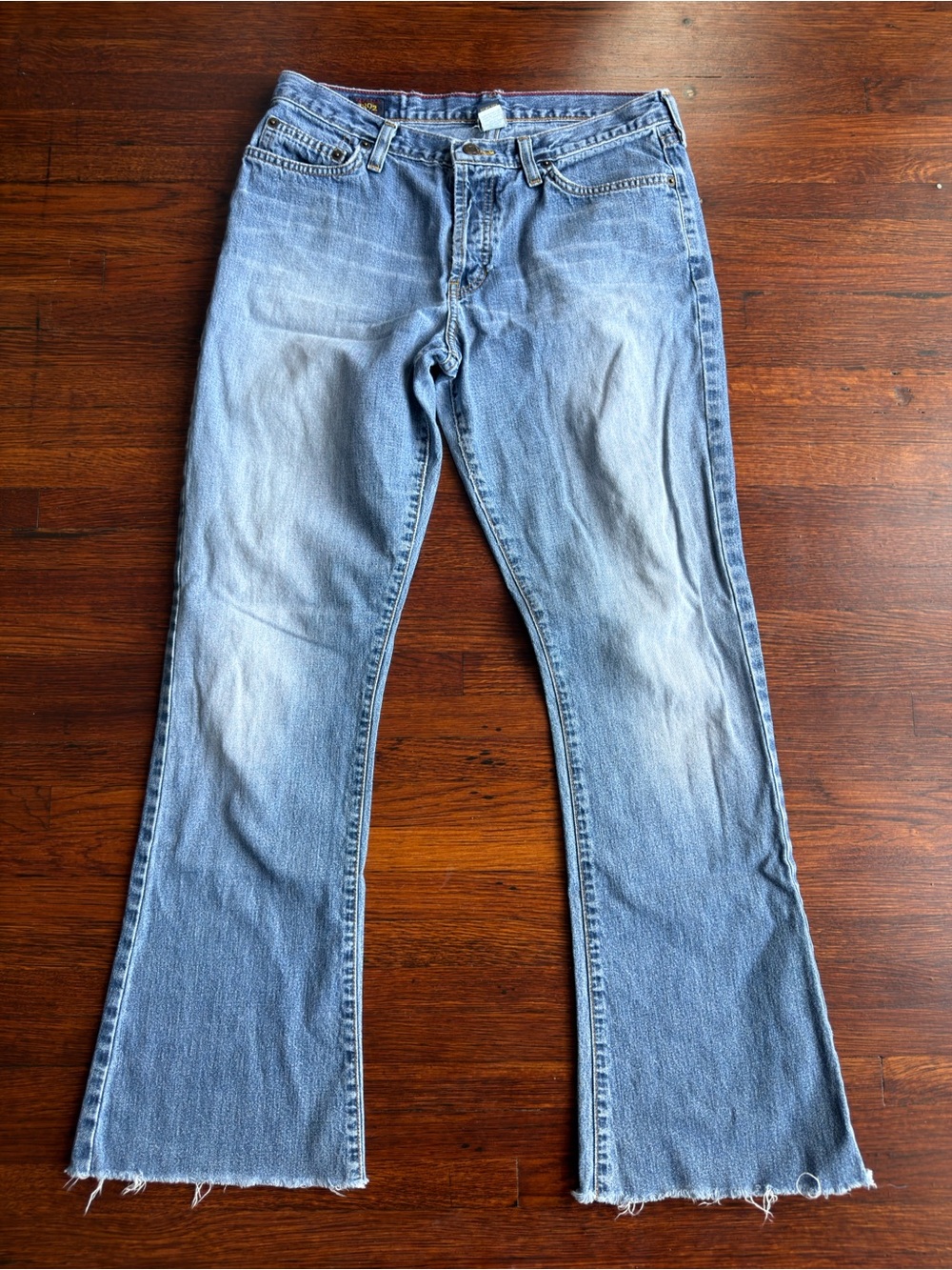 Abercrombie & Fitch 1892 Vintage Flare Jeans Light Wash Raw Hem Made in USA 6L‎